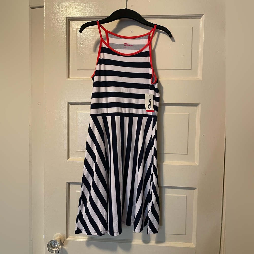 Epic Threads Striped Dress with Red Accents